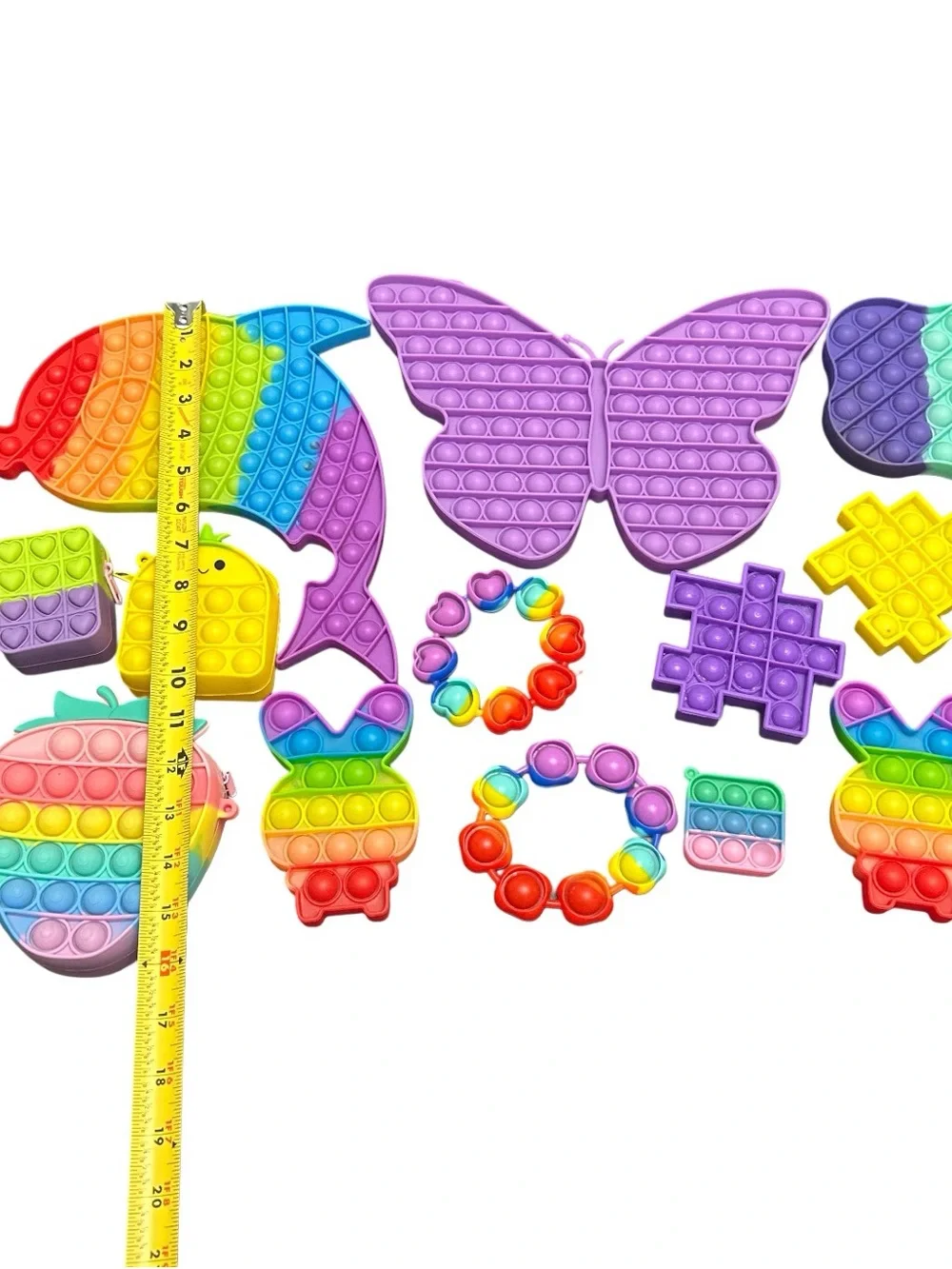 Lot Of 13 Viral Fidget Pop It Toys Autism Anxiety Stress Relieving Bracelet Bags
